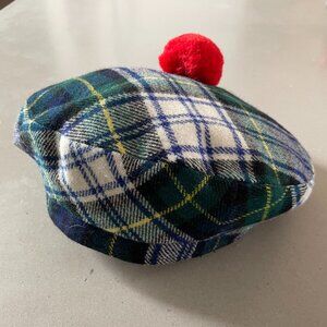 Vintage Scottish Plaid Beret w Red Pom – The Scotch House London – Wool Tartan